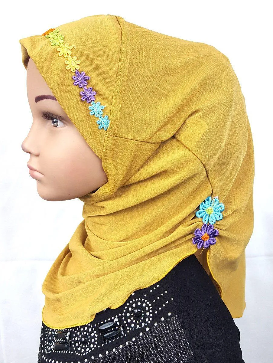 Crystal Hemp Toddler Kids Children Hijab Islamic Scarf Shawls -9397