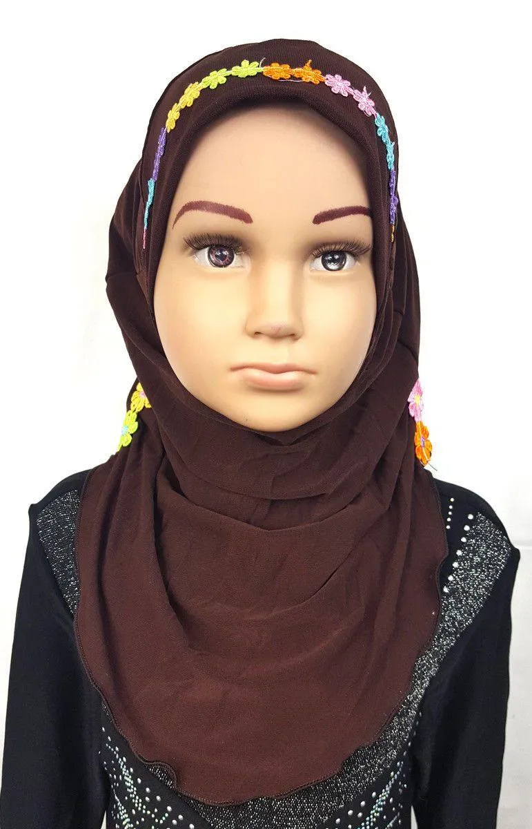 Crystal Hemp Toddler Kids Children Hijab Islamic Scarf Shawls -9397