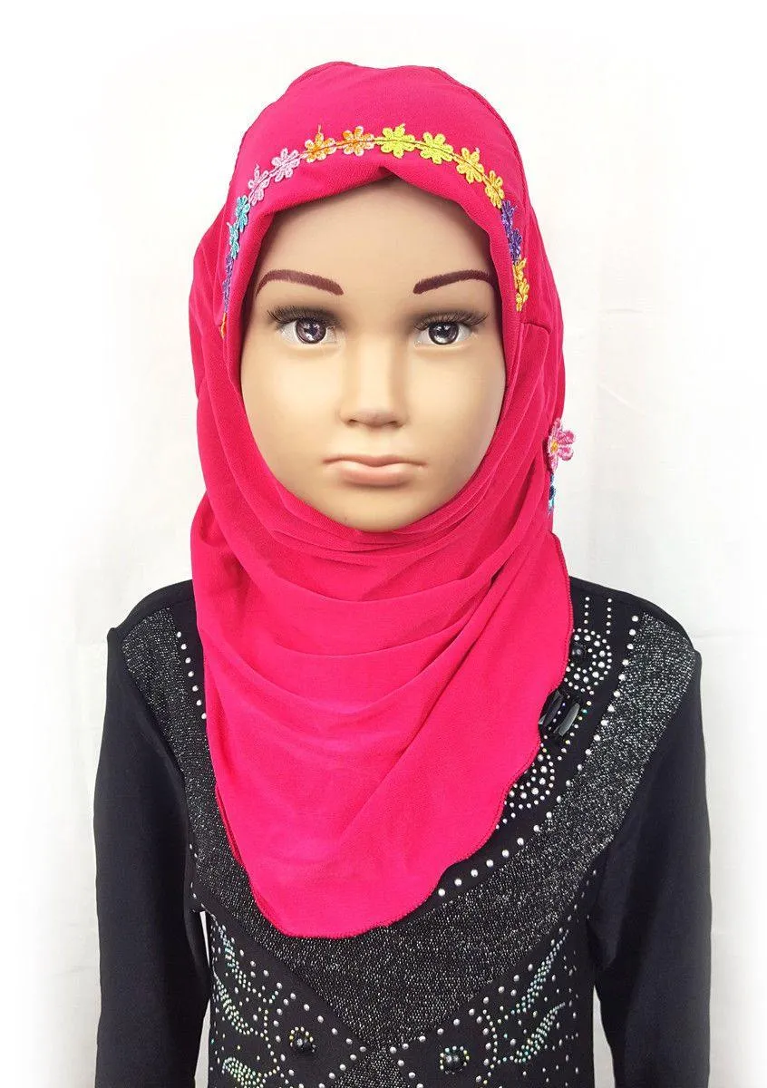 Crystal Hemp Toddler Kids Children Hijab Islamic Scarf Shawls -9397