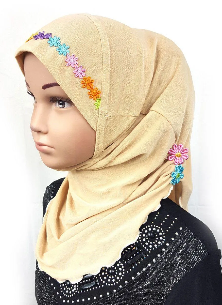 Crystal Hemp Toddler Kids Children Hijab Islamic Scarf Shawls -9397