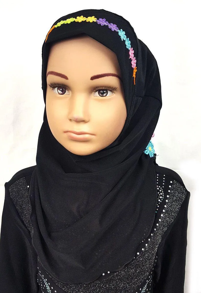 Crystal Hemp Toddler Kids Children Hijab Islamic Scarf Shawls -9397