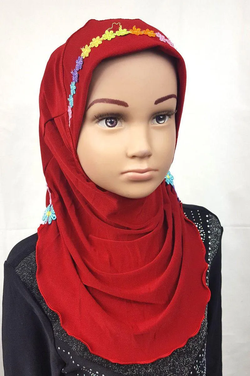 Crystal Hemp Toddler Kids Children Hijab Islamic Scarf Shawls -9397