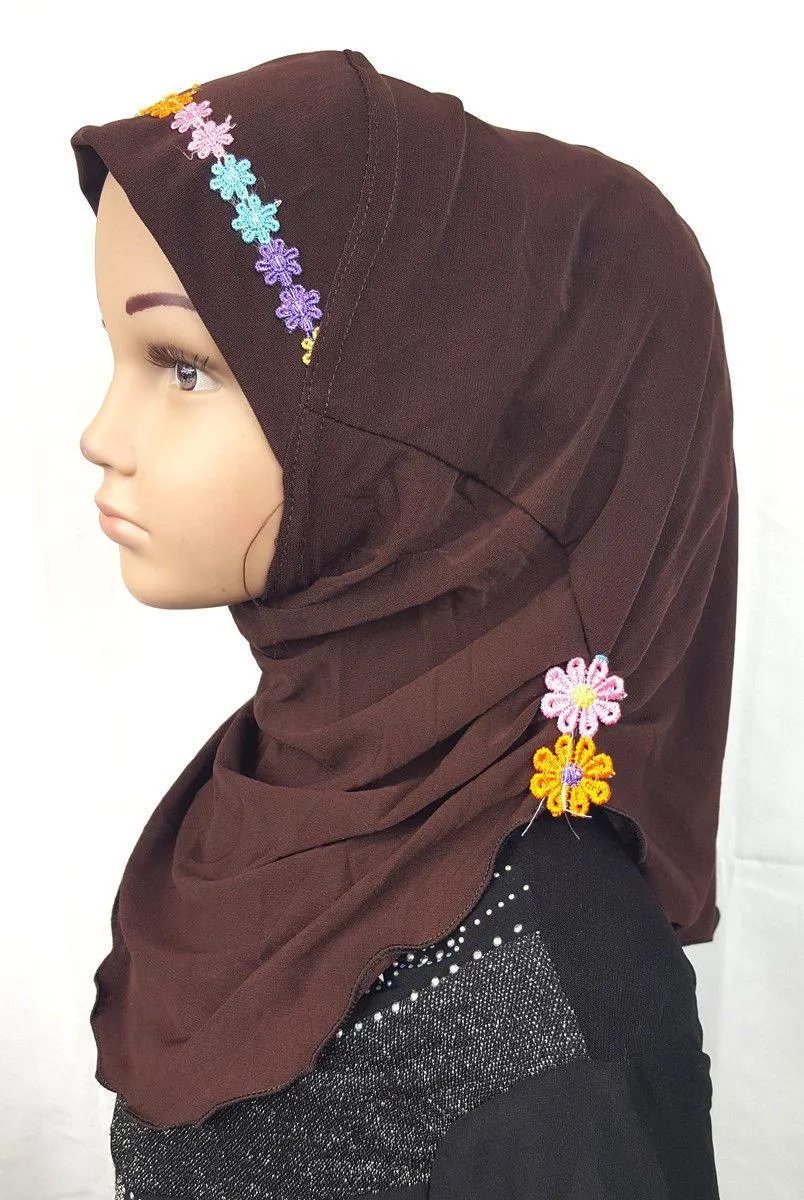 Crystal Hemp Toddler Kids Children Hijab Islamic Scarf Shawls -9397
