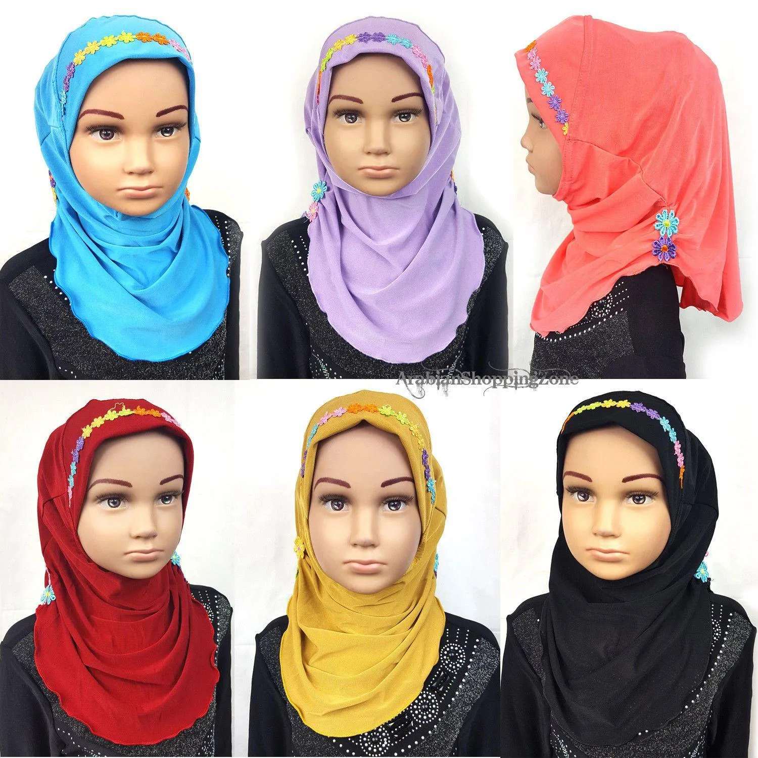 Crystal Hemp Toddler Kids Children Hijab Islamic Scarf Shawls -9397