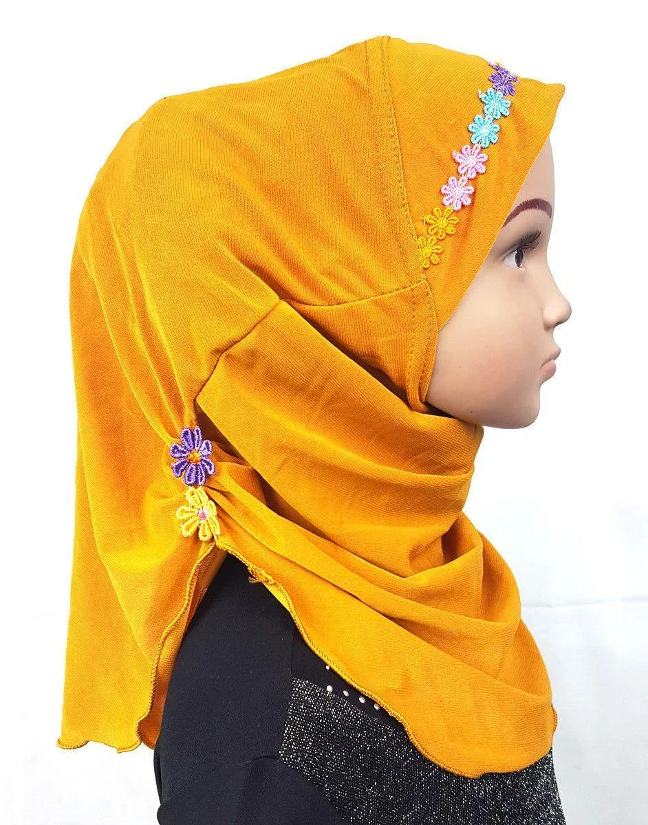 Crystal Hemp Toddler Kids Children Hijab Islamic Scarf Shawls -9397