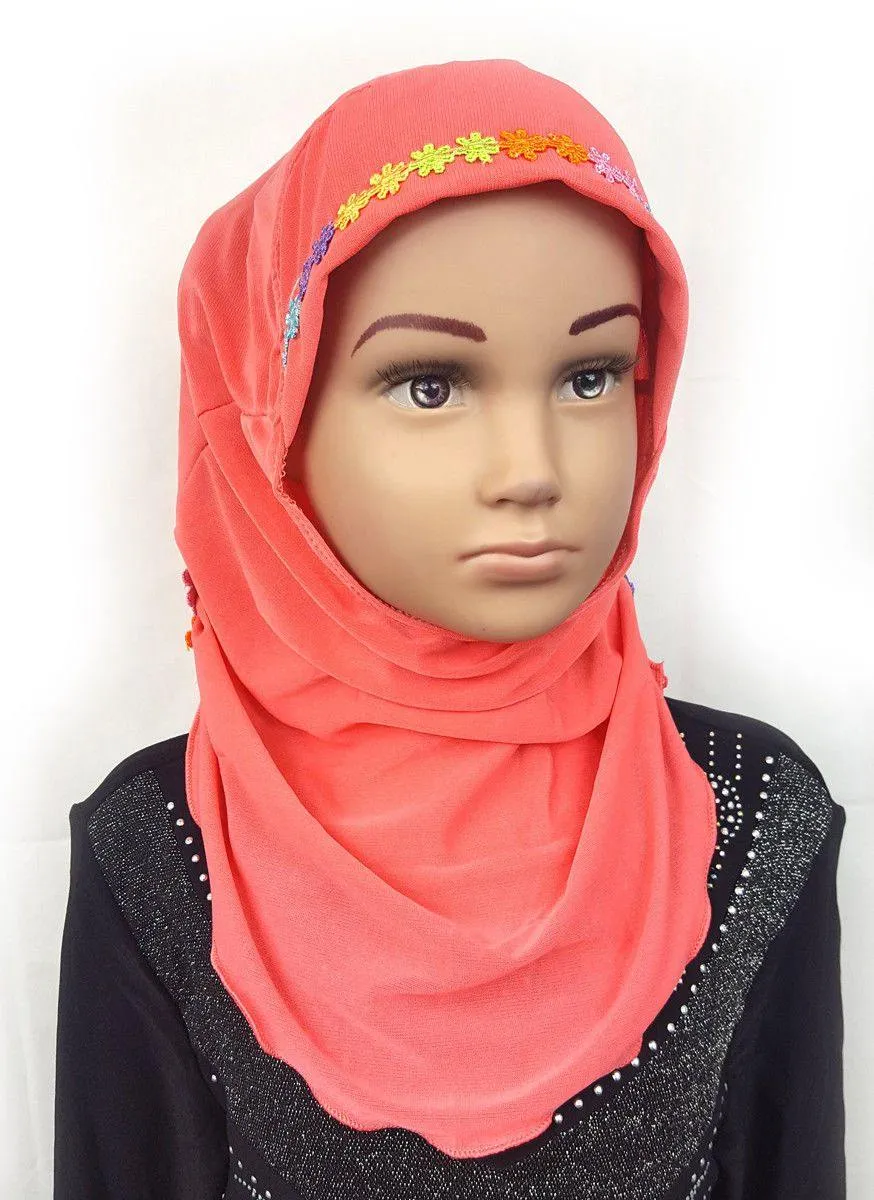 Crystal Hemp Toddler Kids Children Hijab Islamic Scarf Shawls -9397
