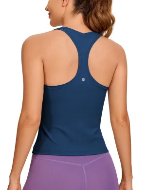 CRZ YOGA Butterluxe Racerback Workout Tank Tops for Women Sleeveless Camisole Gym Athletic Yoga Shirts French Navy