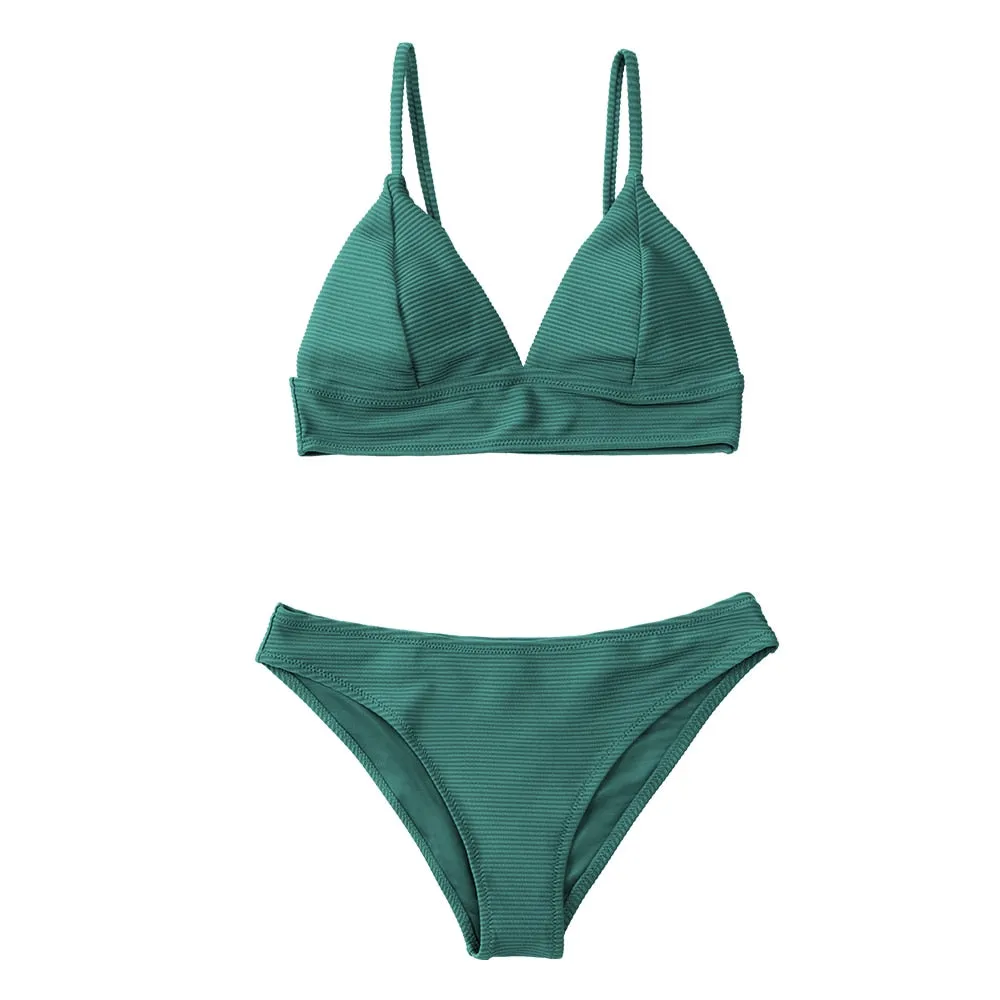 CUPSHE Army Green Solid Bikini Set Women Triangle Sexy Two Pieces Swimwear 2022 New Girl Plain Beach Bathing Suit Swimsuits