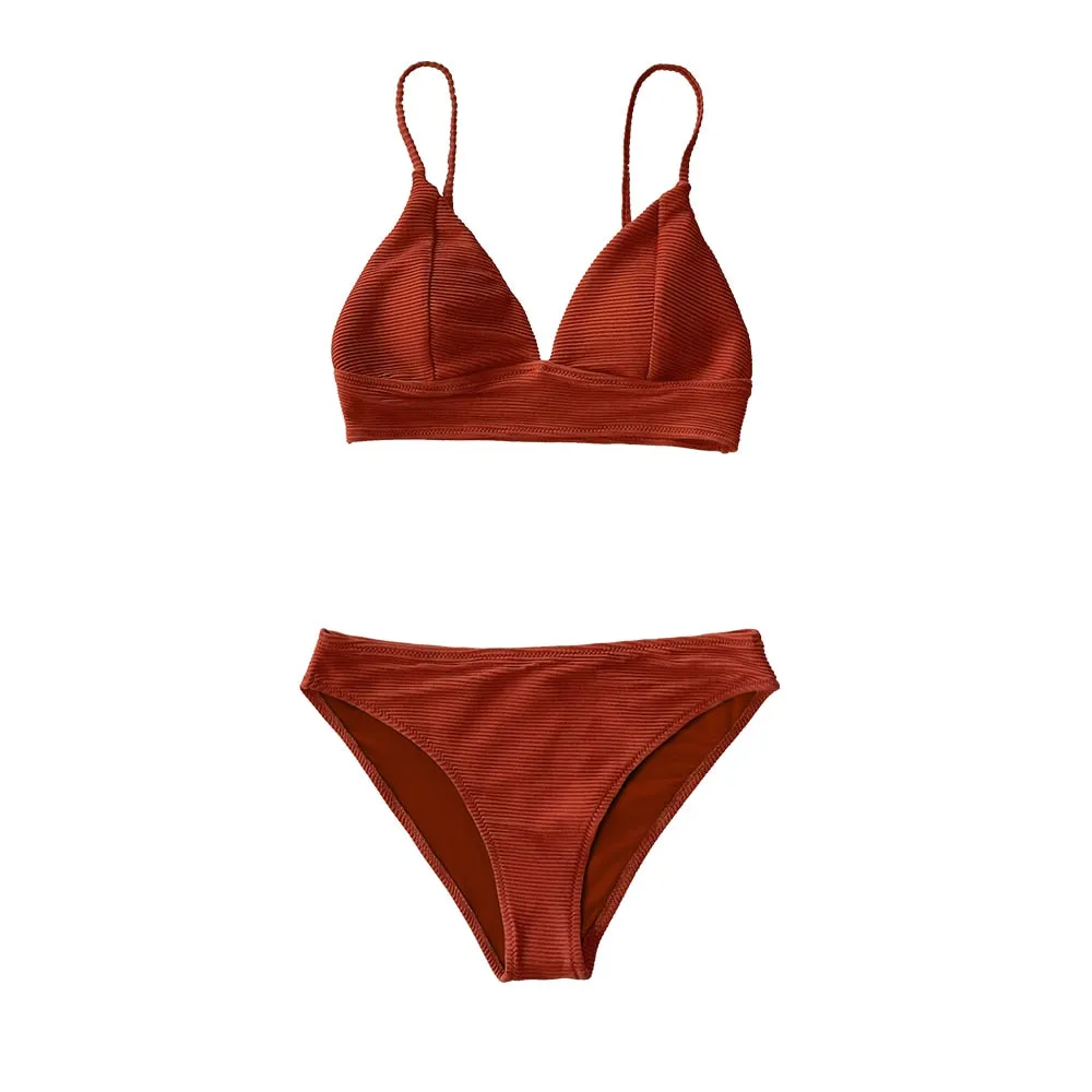 CUPSHE Army Green Solid Bikini Set Women Triangle Sexy Two Pieces Swimwear 2022 New Girl Plain Beach Bathing Suit Swimsuits