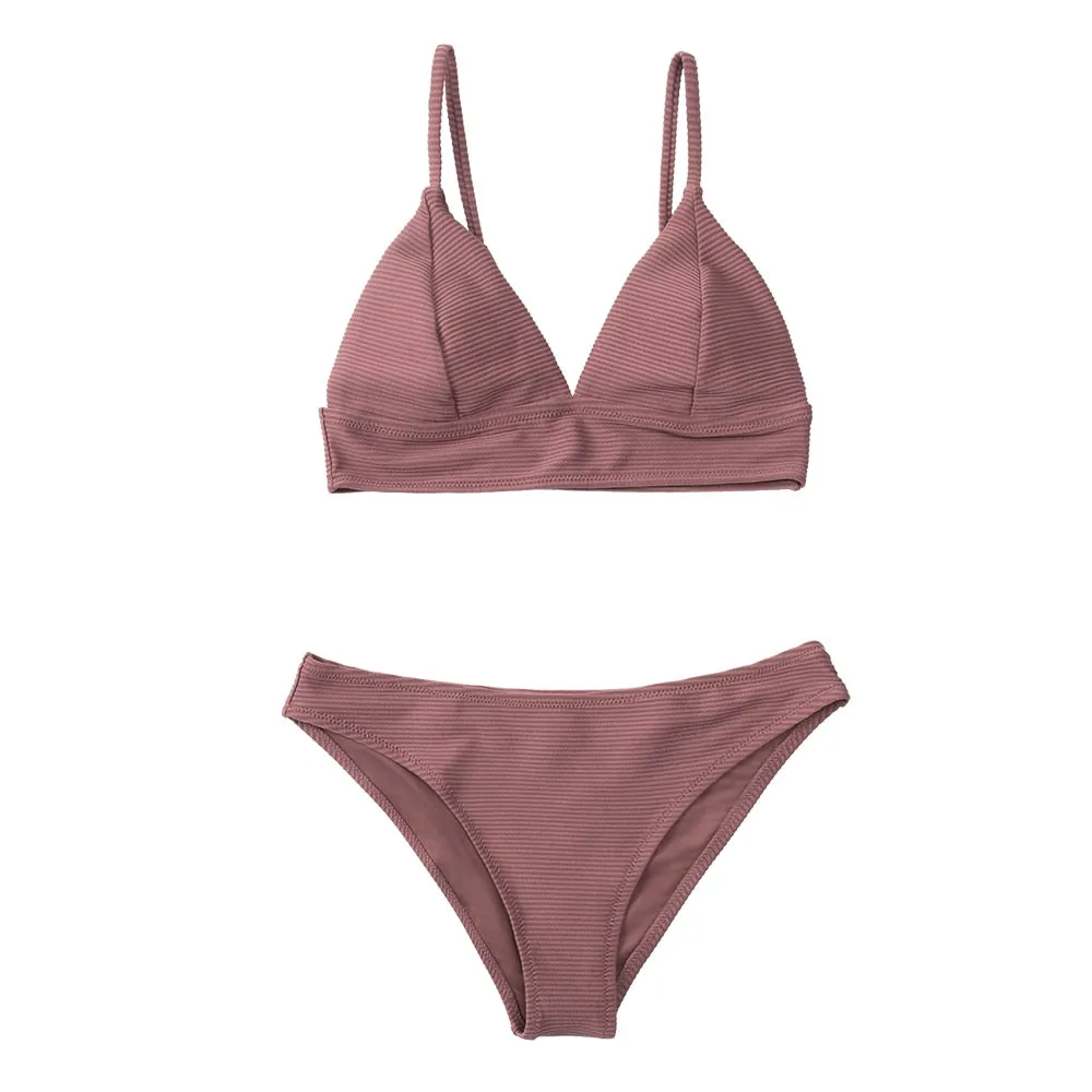 CUPSHE Army Green Solid Bikini Set Women Triangle Sexy Two Pieces Swimwear 2022 New Girl Plain Beach Bathing Suit Swimsuits
