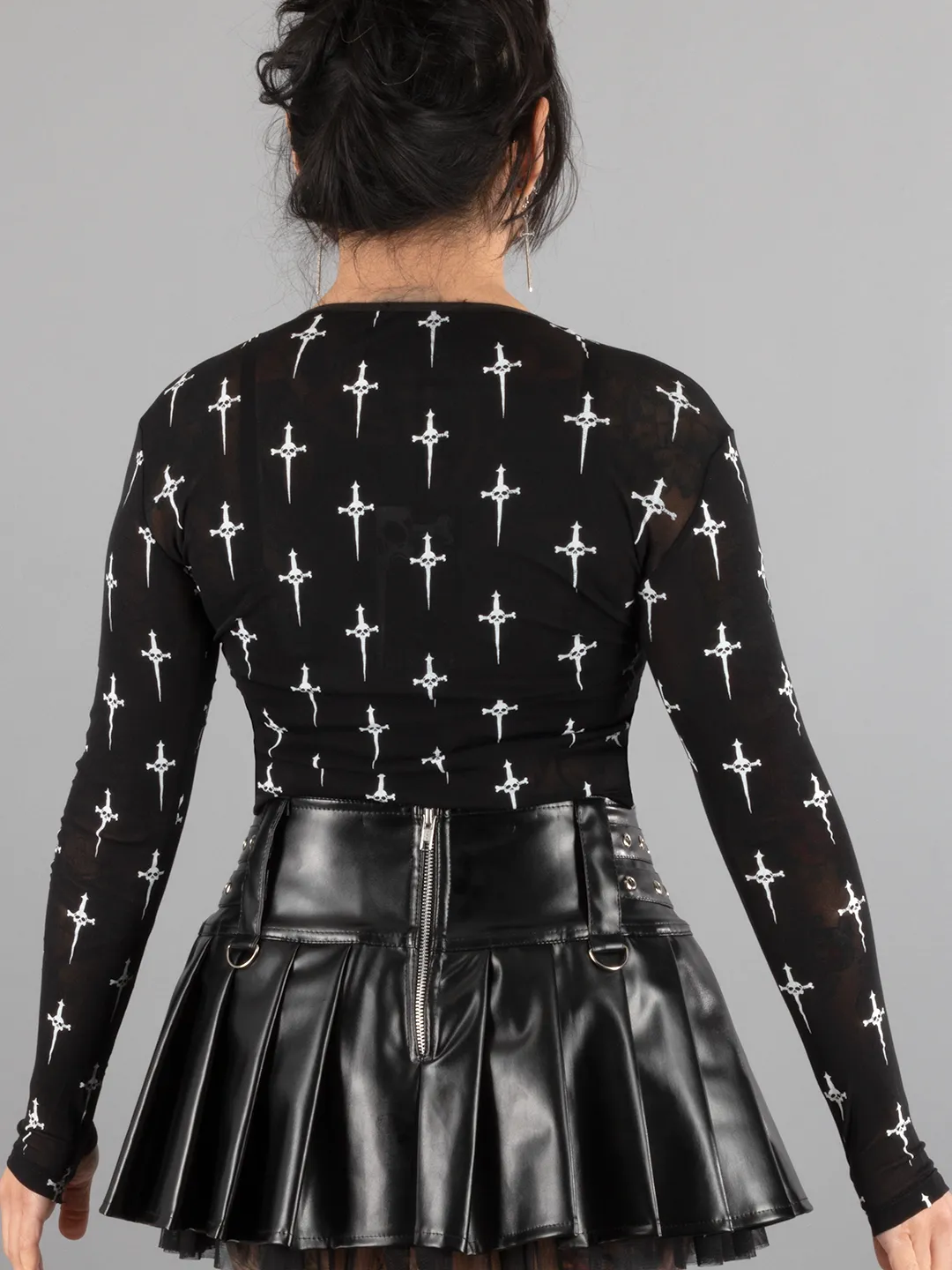 Dagger Mesh Long Sleeve Top