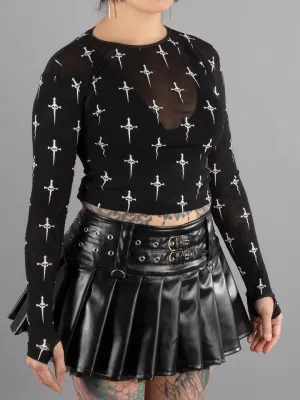 Dagger Mesh Long Sleeve Top
