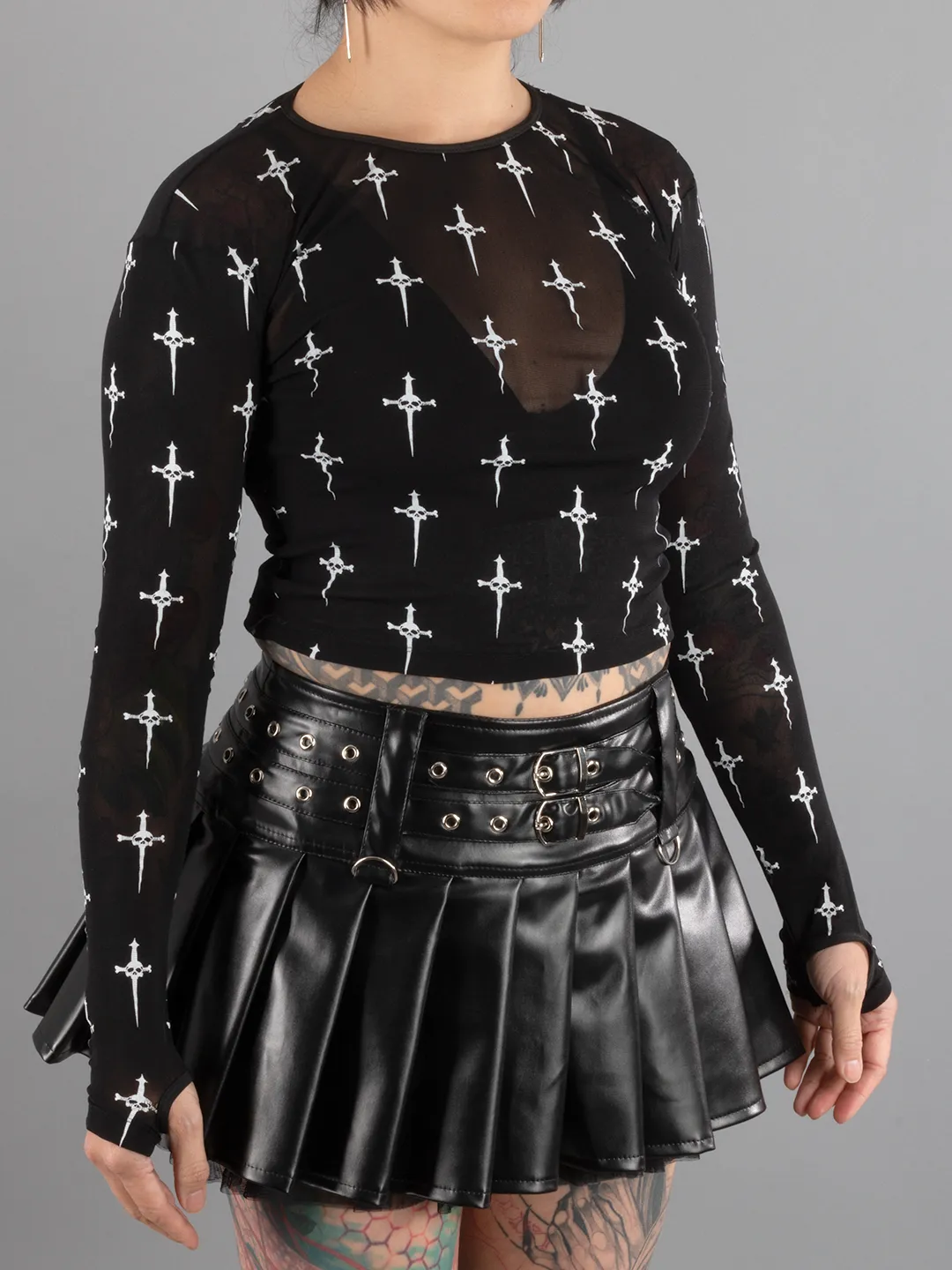 Dagger Mesh Long Sleeve Top