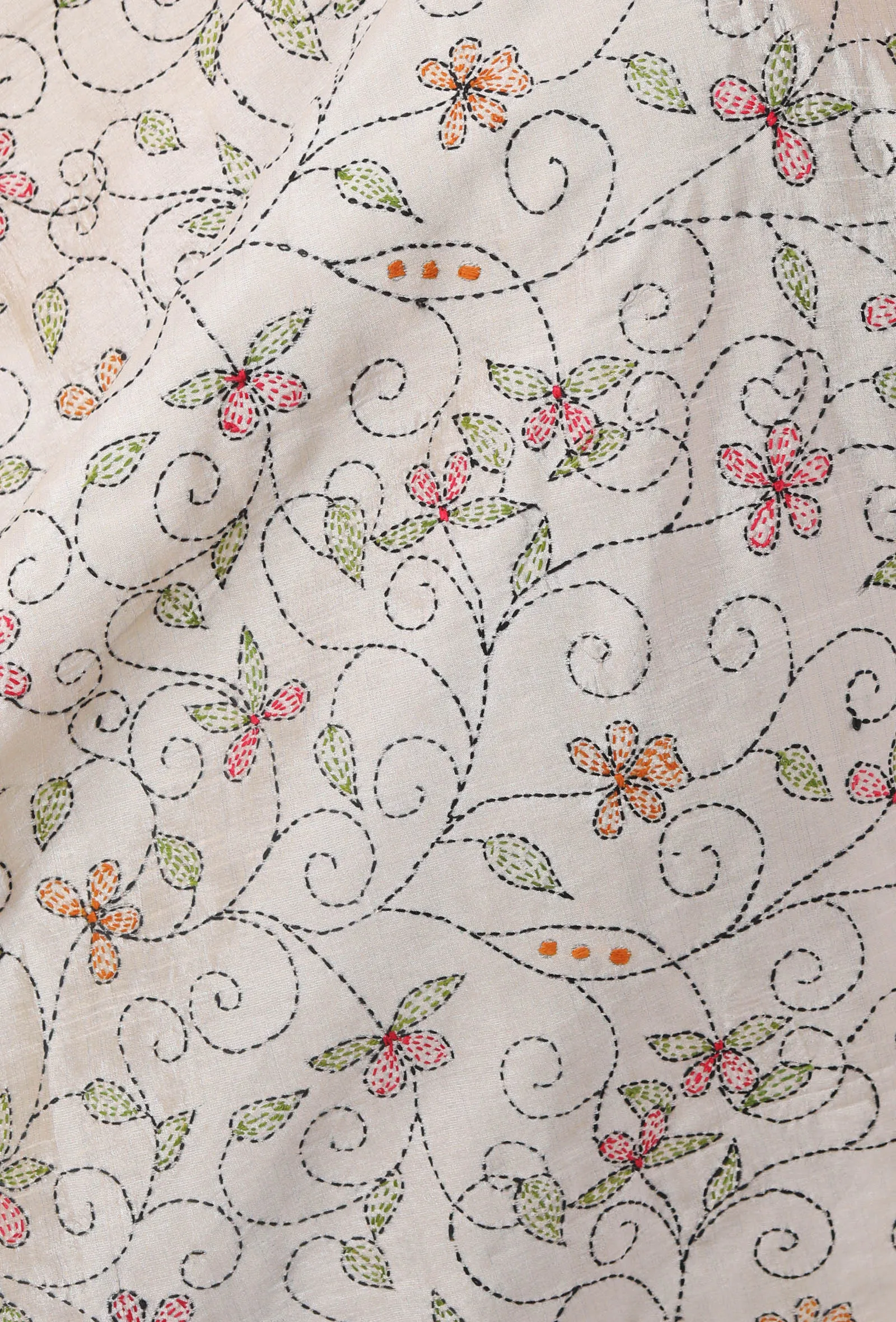 Damini hand embriodered kantha silk dupatta