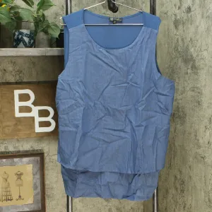DG2 by Diane Gilman Women's Softcell Denim Easy Tank Top Midtone Blue Plus 2X
