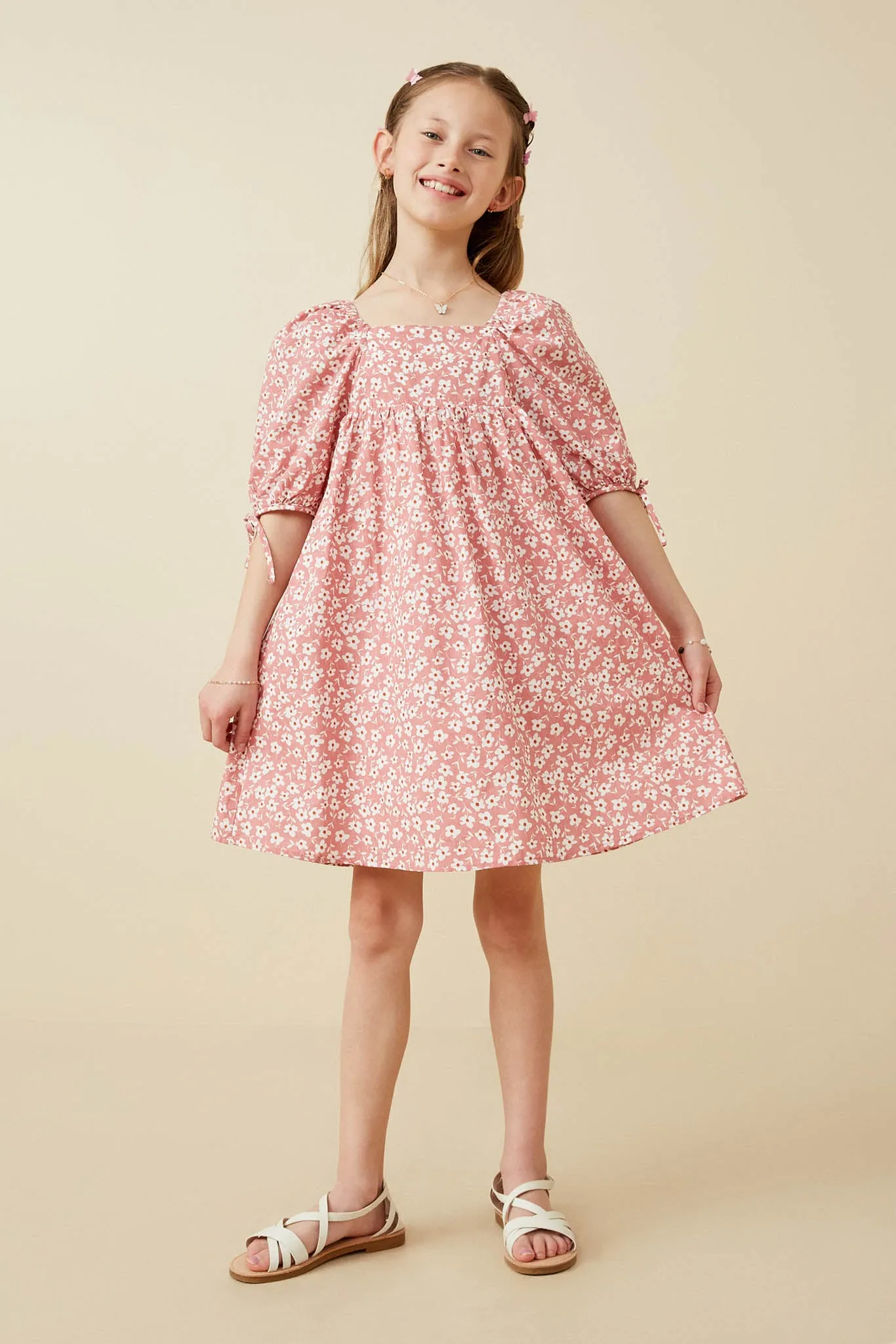 Ditsy Floral Square Neck Poplin Dress