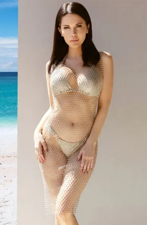DOLCESSA Gold Crystal Mesh Cover-Up