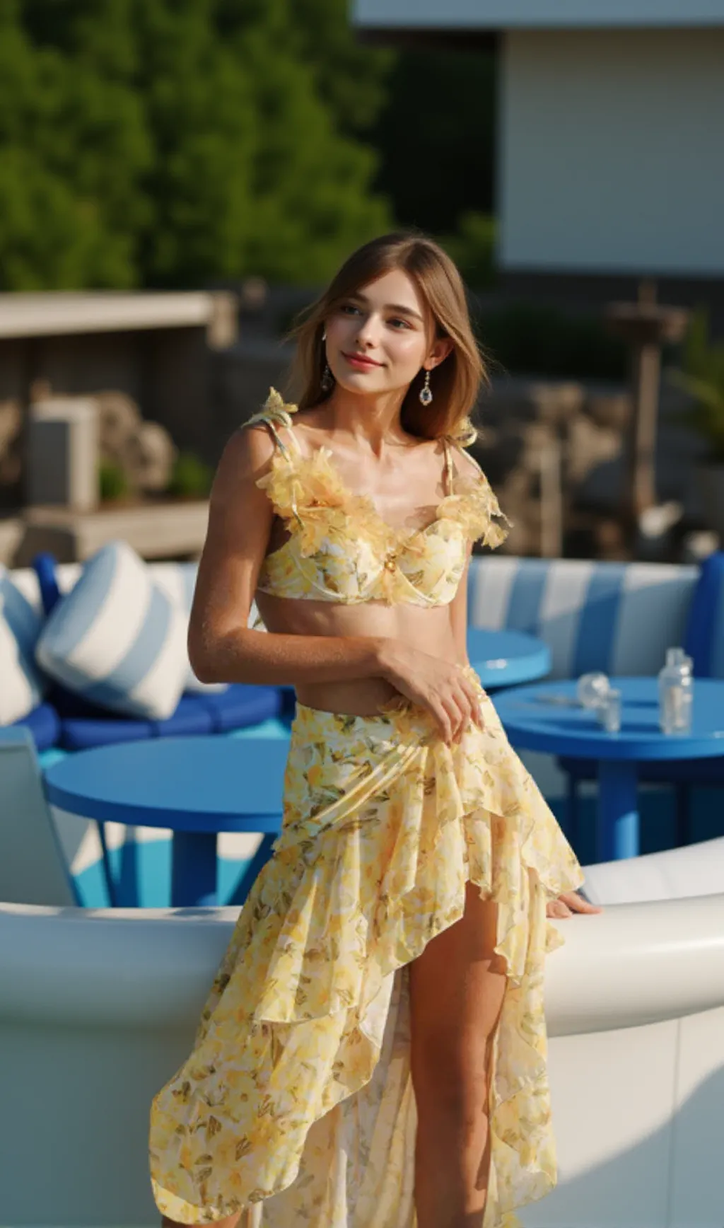 Donahue Printed Three-Piece Swimsuit