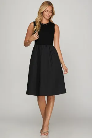 Dress - Sleeveless Midi - Navy