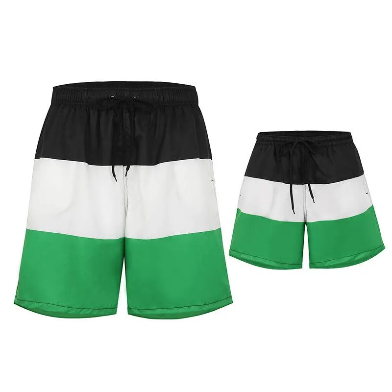 Dynamic Duo" Father and Son Matching Swim Trunks - Family Beachwear Set