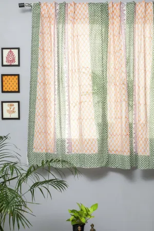 'East Meets West' Handblock Printed Cotton Window Curtain