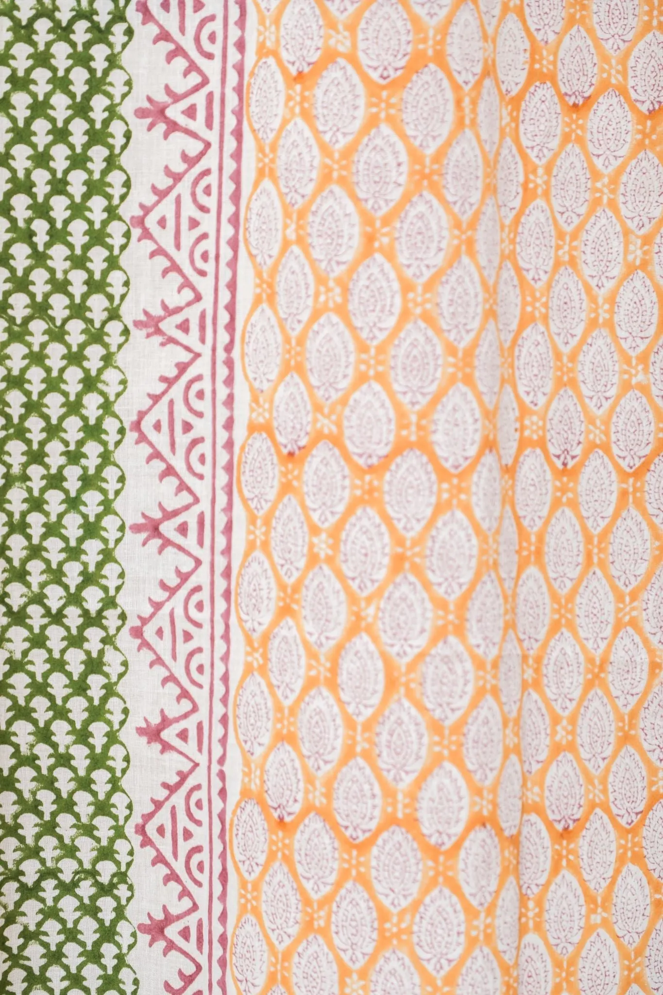 'East Meets West' Handblock Printed Cotton Window Curtain