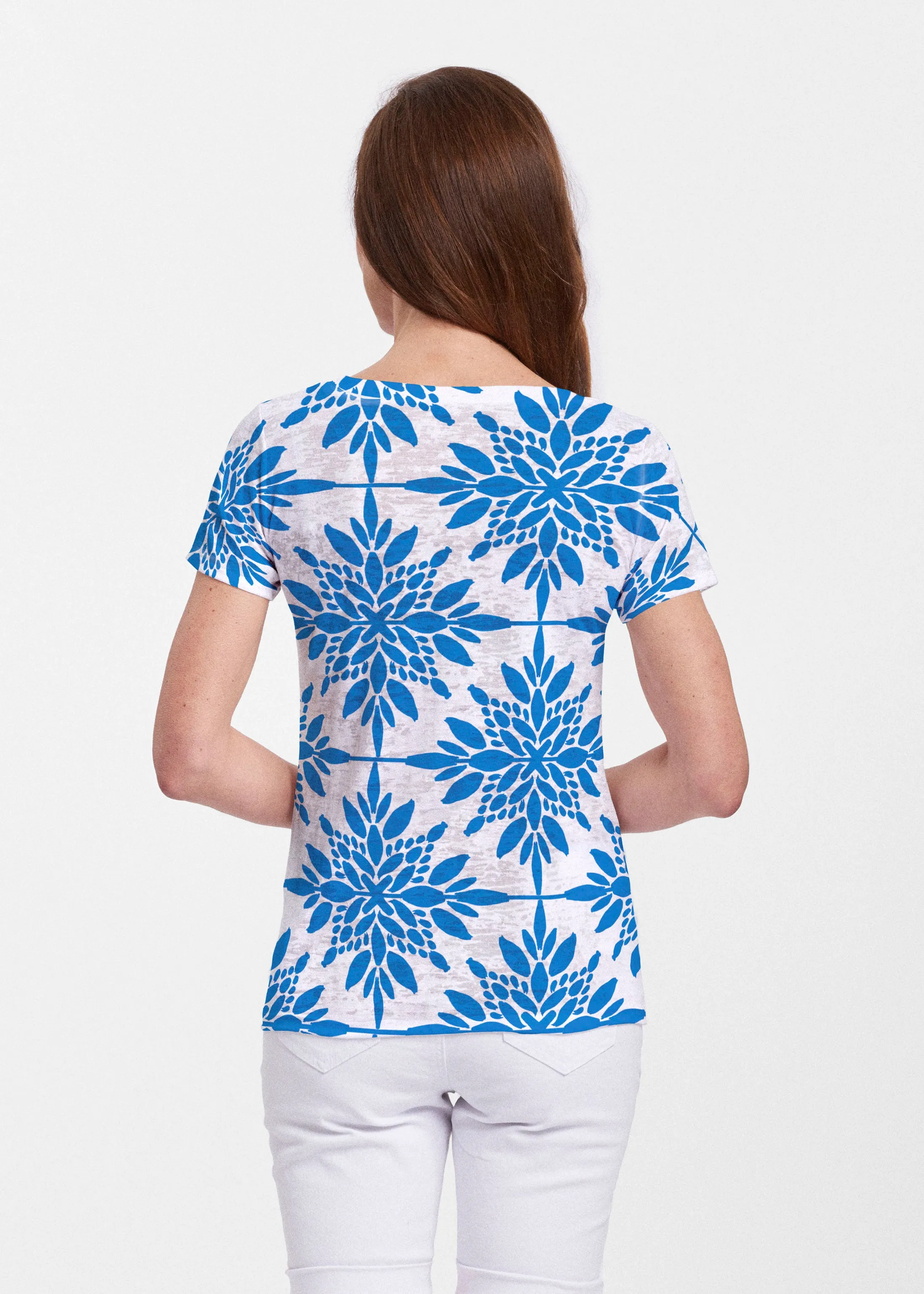 Eccentric (8043) ~ Sheer Short Sleeve V-Neck Shirt