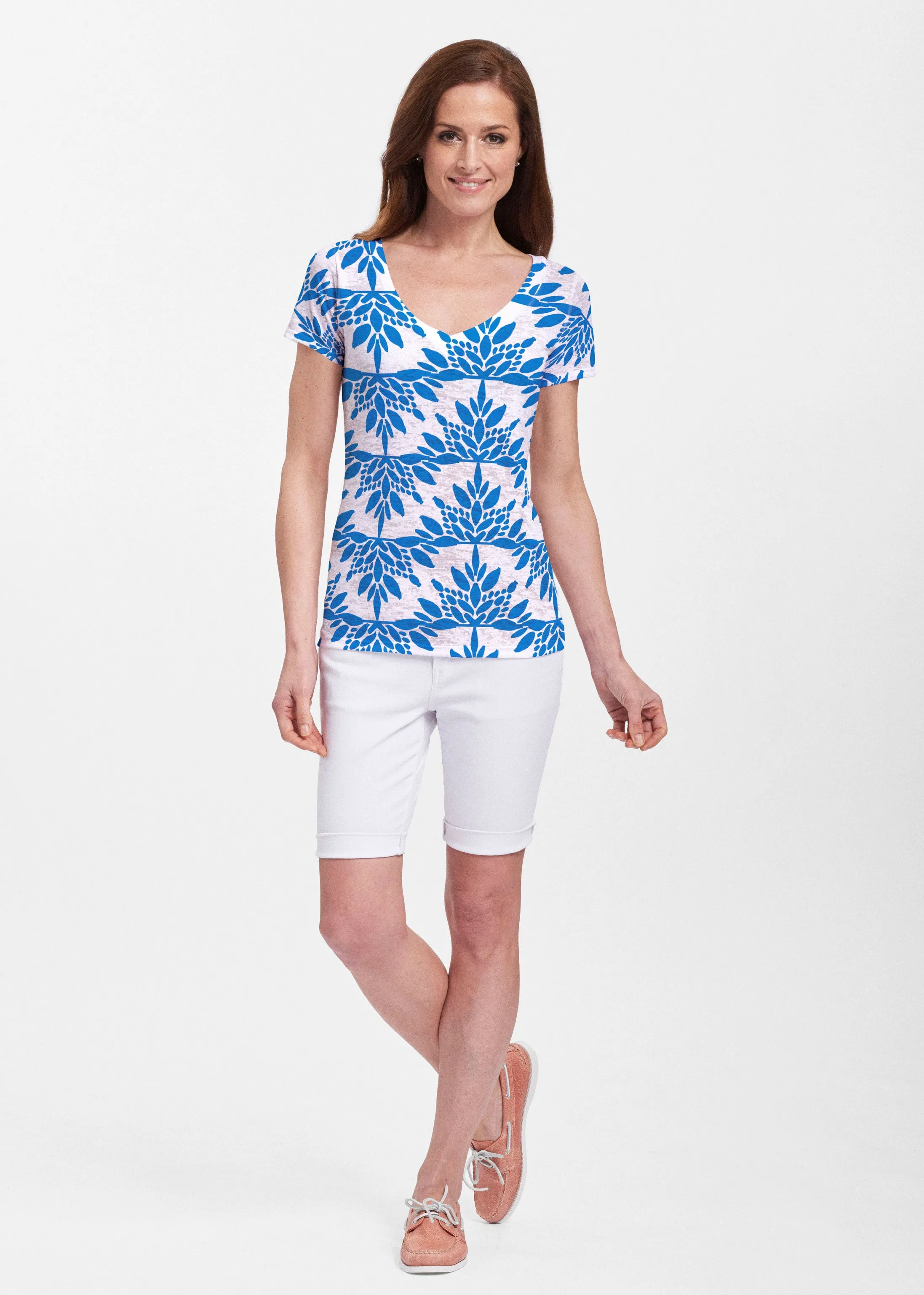 Eccentric (8043) ~ Sheer Short Sleeve V-Neck Shirt