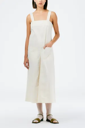 Eco Poplin Overall Midi Dress in Cream