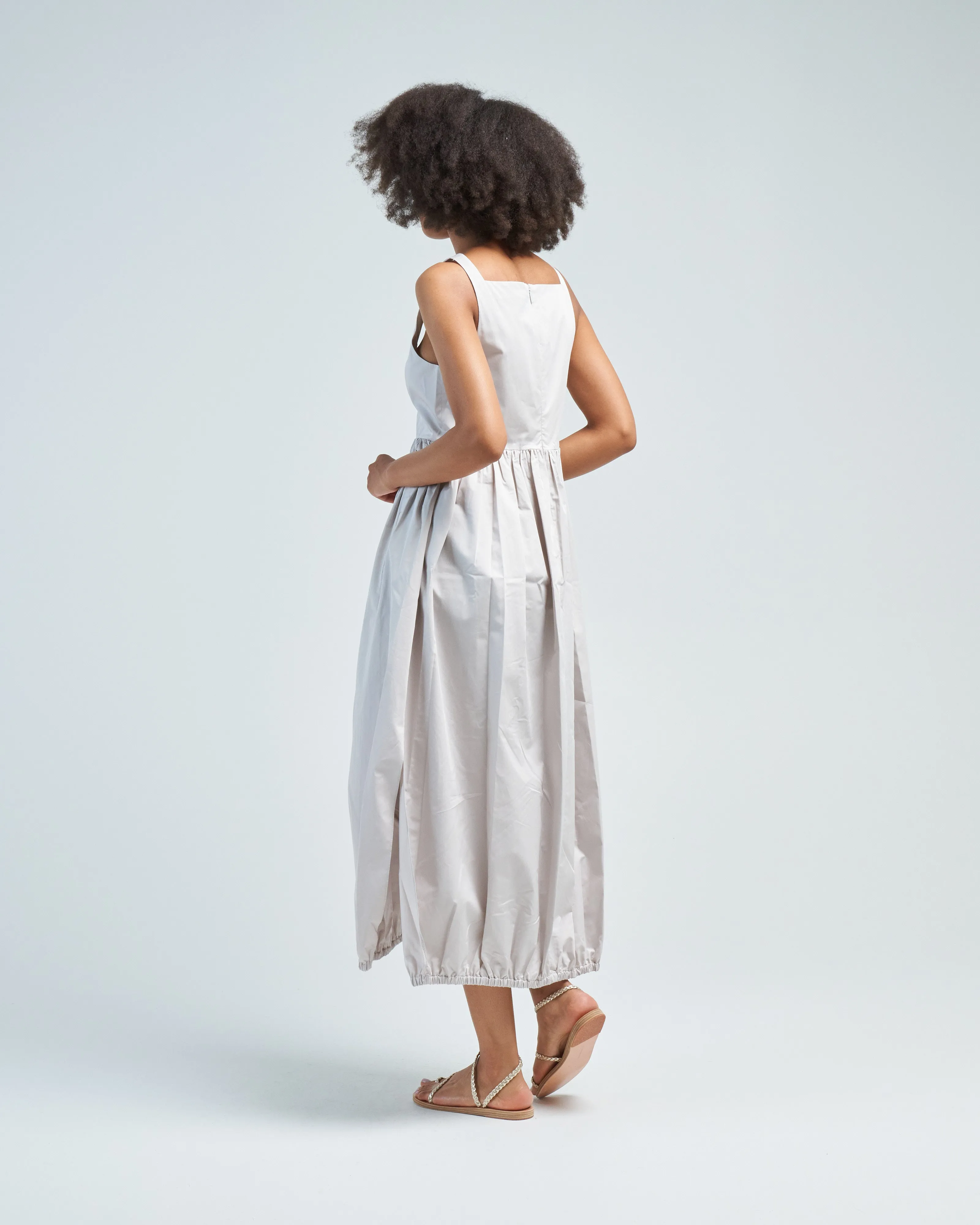 eco poplin square neck sculpted dress