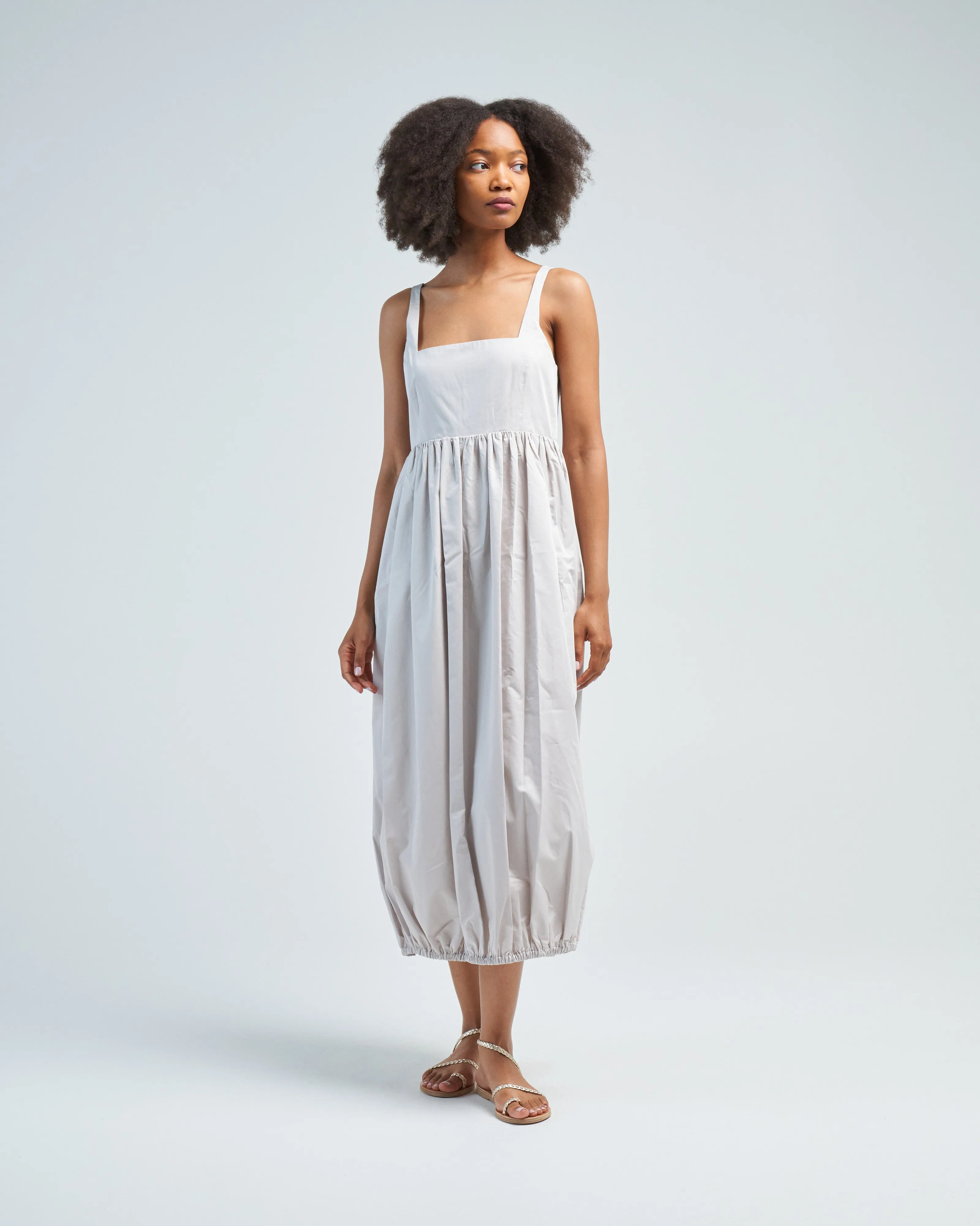 eco poplin square neck sculpted dress