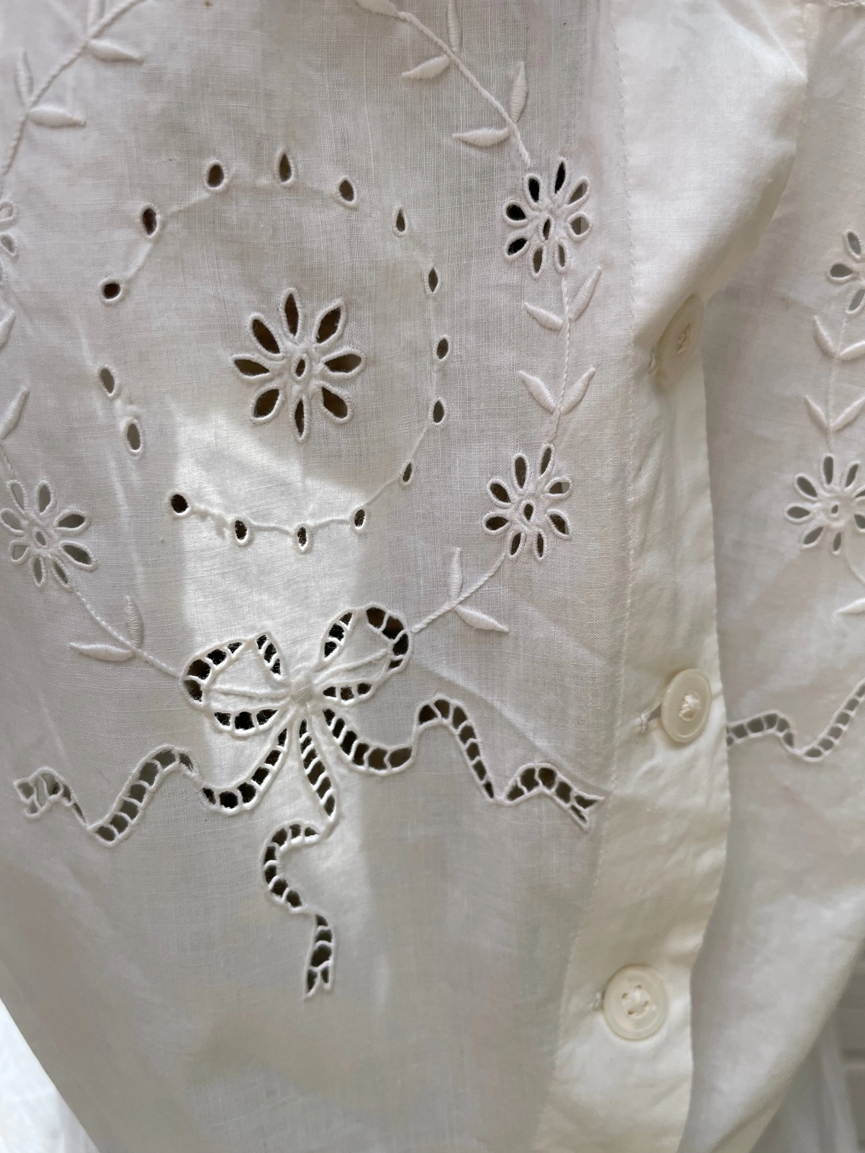 Edwardian Pigeon Breast Eyelet Cotton Slip Dress