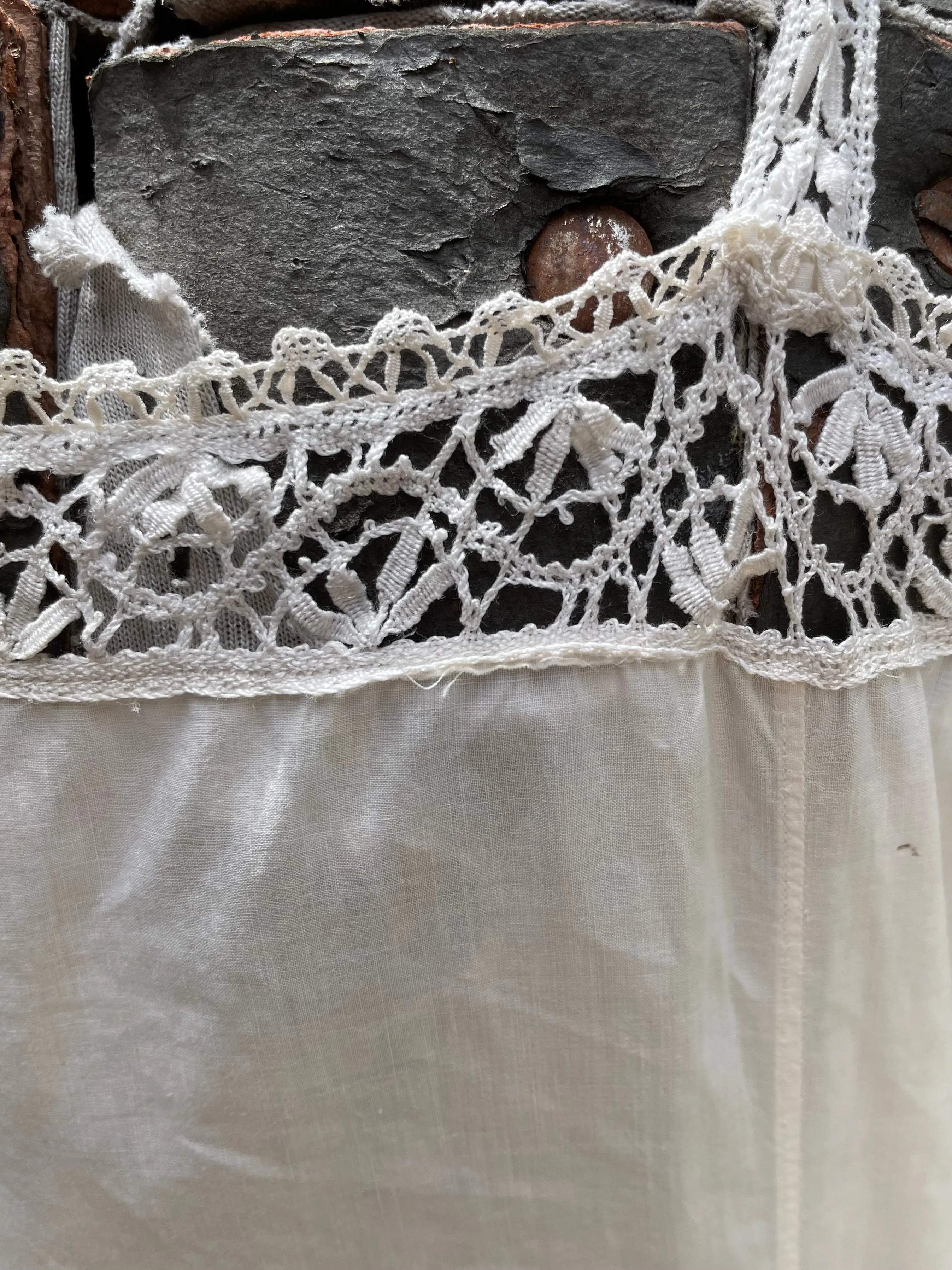 Edwardian Pigeon Breast Eyelet Cotton Slip Dress