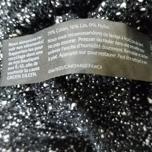 Eileen Fisher black speckle semi sheer thin pullover sweater blouse ladies Small