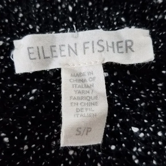 Eileen Fisher black speckle semi sheer thin pullover sweater blouse ladies Small