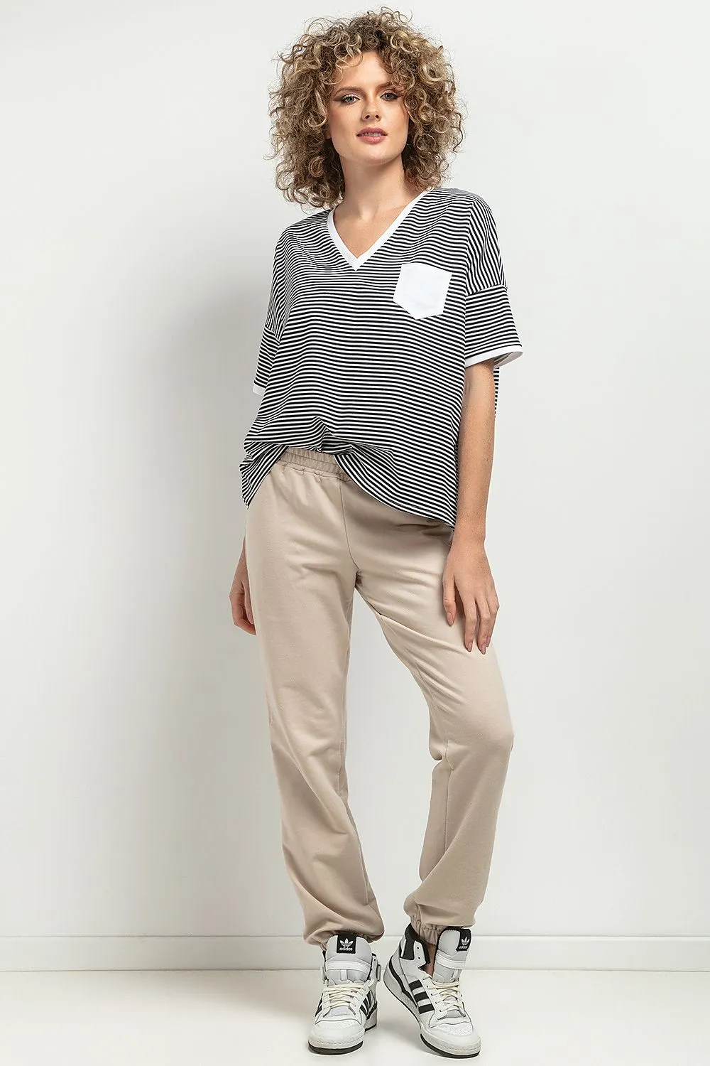 Elegant V-Neck Blouse with Pleats