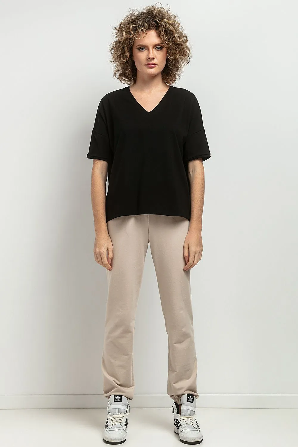 Elegant V-Neck Blouse with Pleats