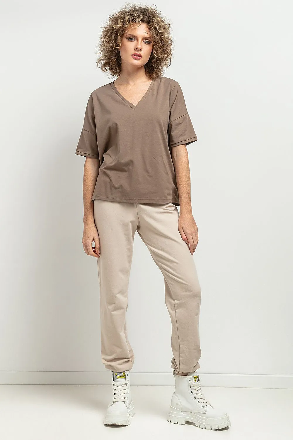 Elegant V-Neck Blouse with Pleats