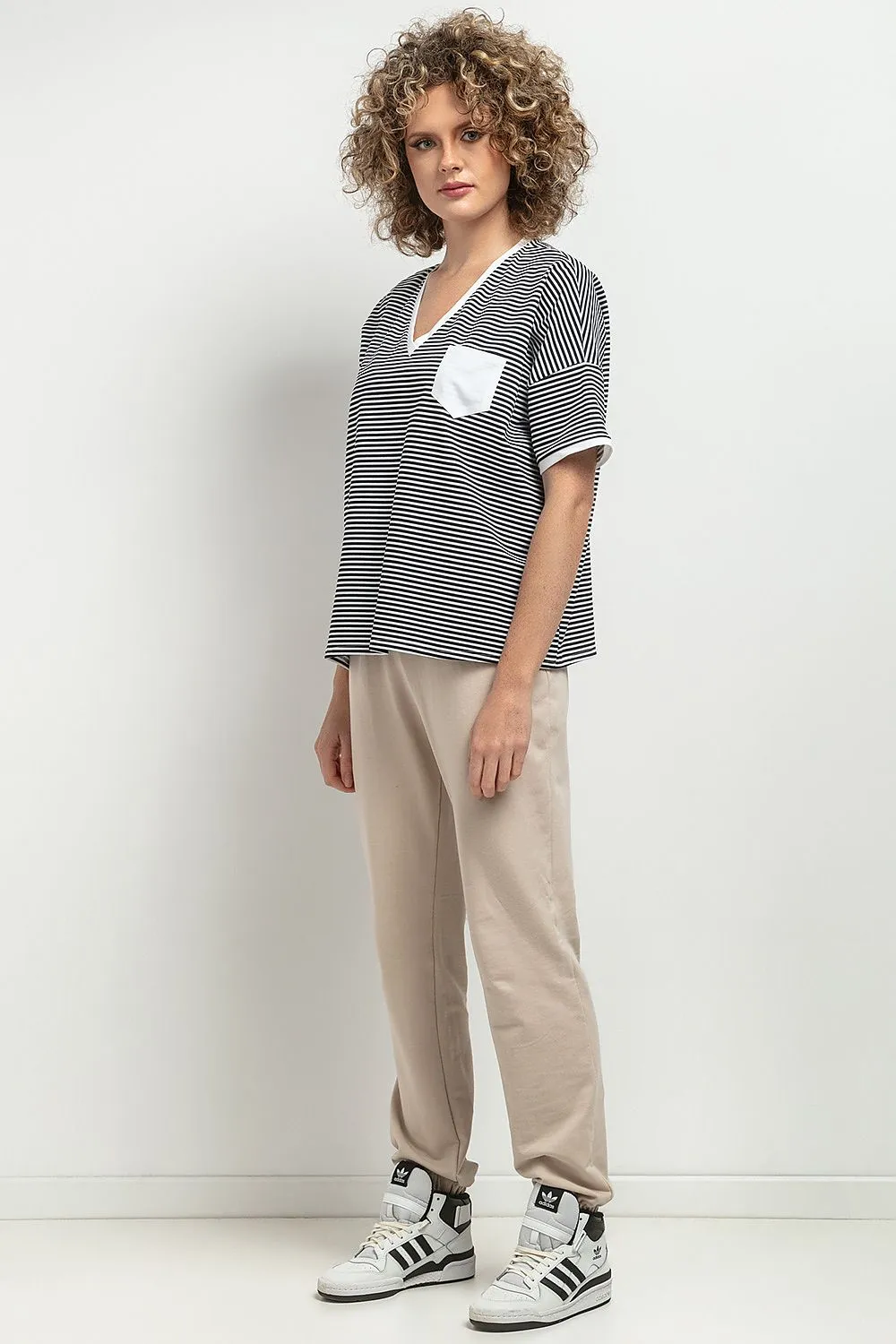 Elegant V-Neck Blouse with Pleats