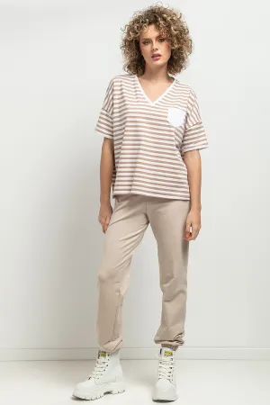 Elegant V-Neck Blouse with Pleats