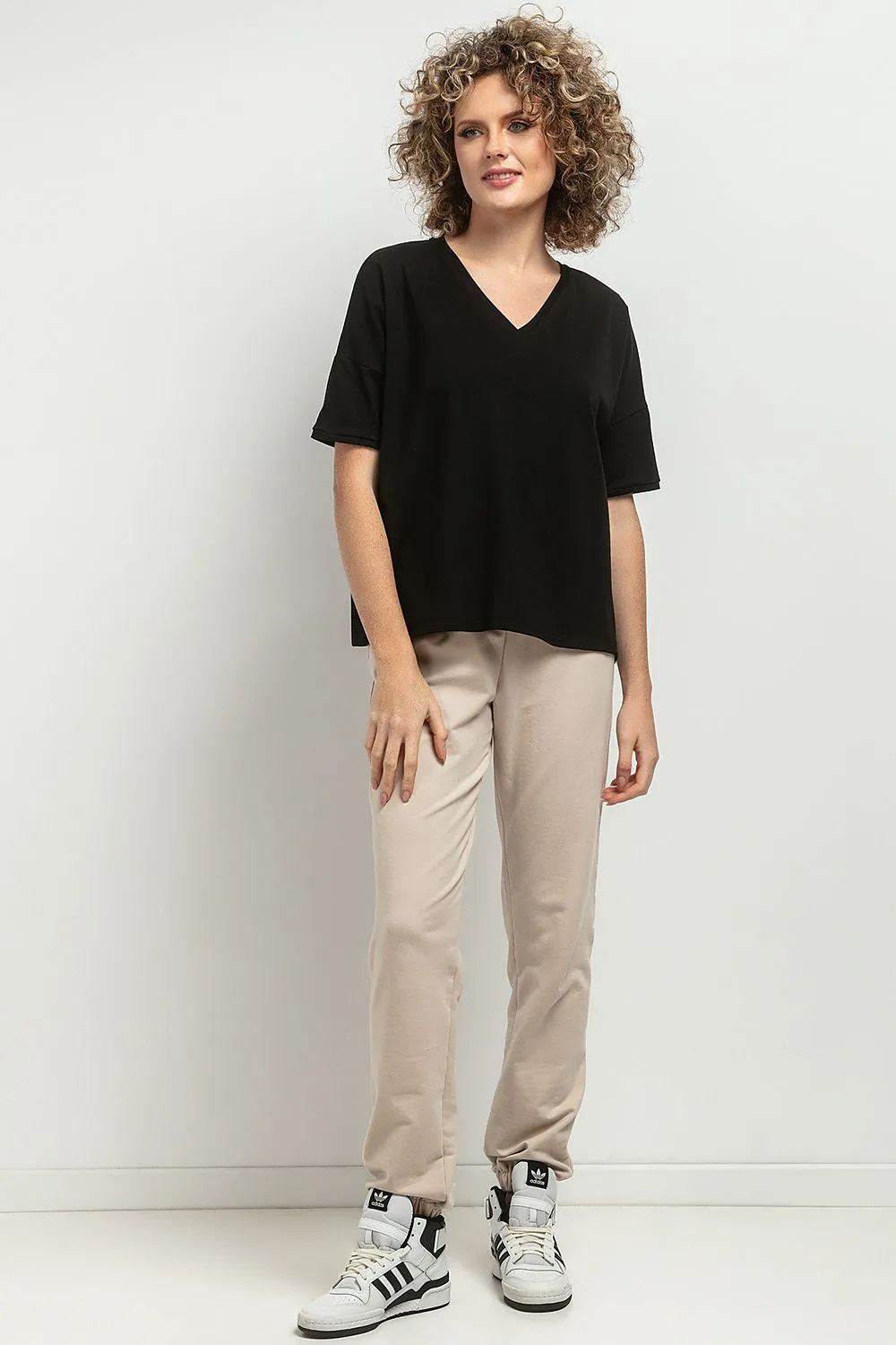 Elegant V-Neck Blouse with Pleats