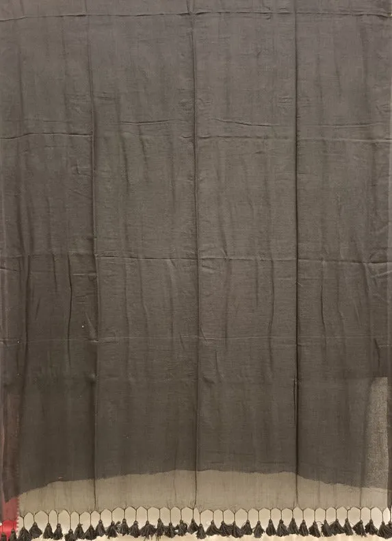 Elevate your elegance with our exquisite Handloom Mull Cotton Saree (Black)