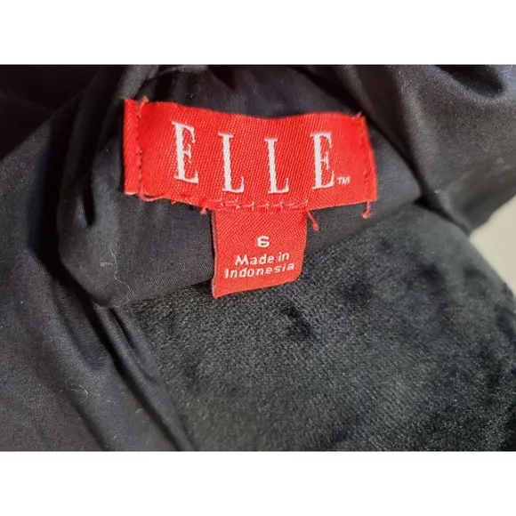 Elle Women Solid Black 100% Cotton Collared Sleeveless Knee Length Dress Size 6