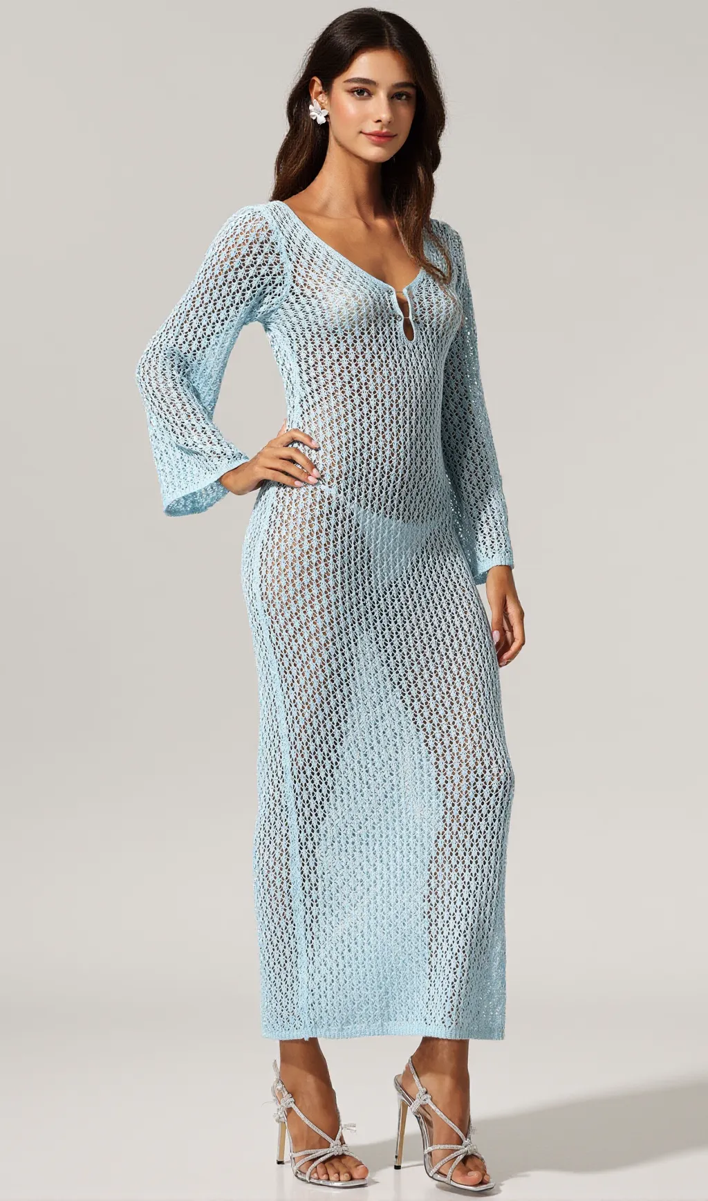 Ellyson Long Sleeves Hollow Out Maxi Dress