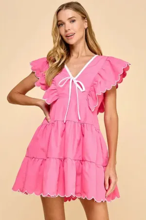 Faithfully Pink Scalloped Dress
