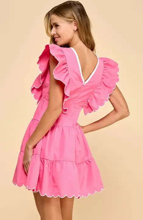 Faithfully Pink Scalloped Dress