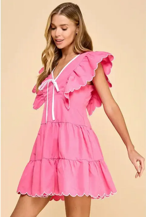 Faithfully Pink Scalloped Dress