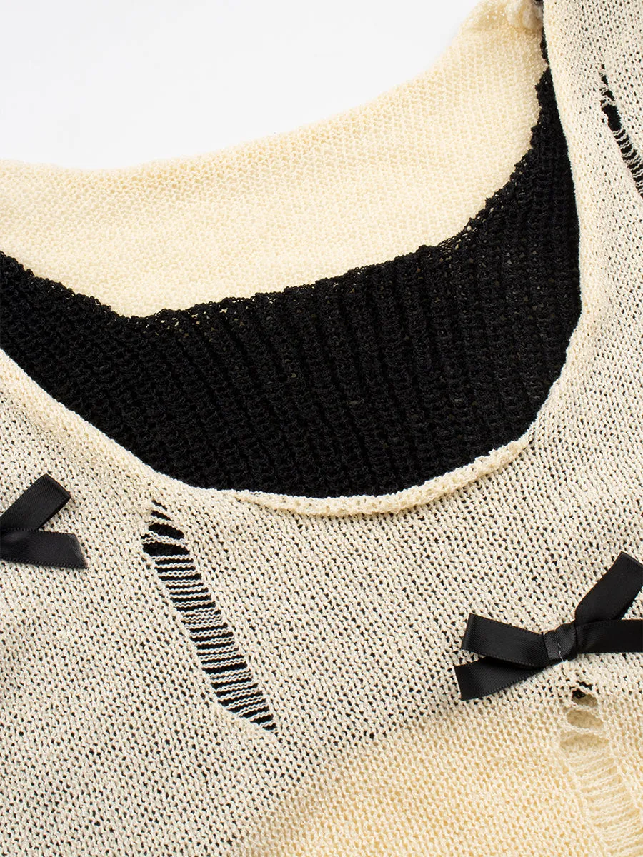 False Two Piece Knit Sleeveless Tank Top