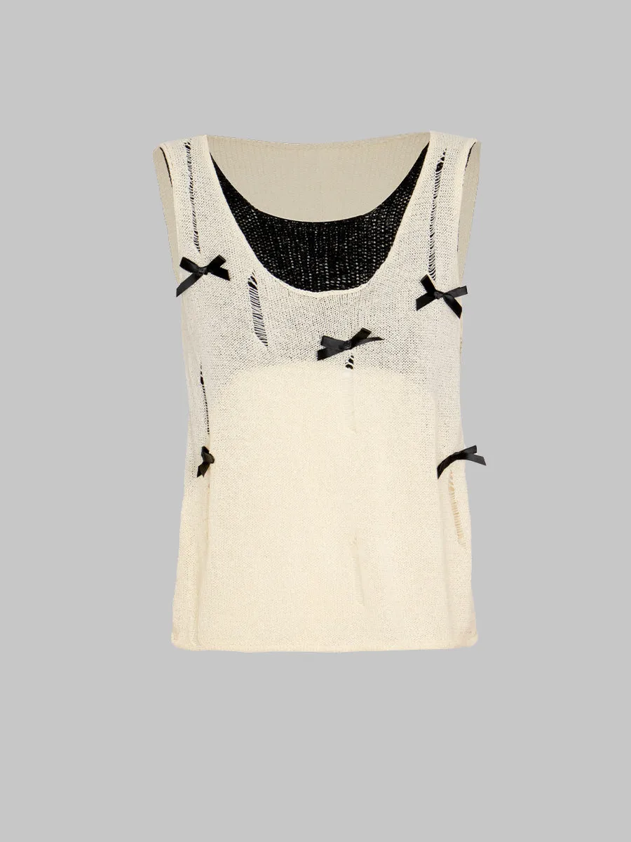 False Two Piece Knit Sleeveless Tank Top