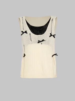 False Two Piece Knit Sleeveless Tank Top
